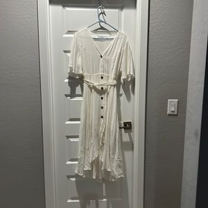 Long pretty button up white dress